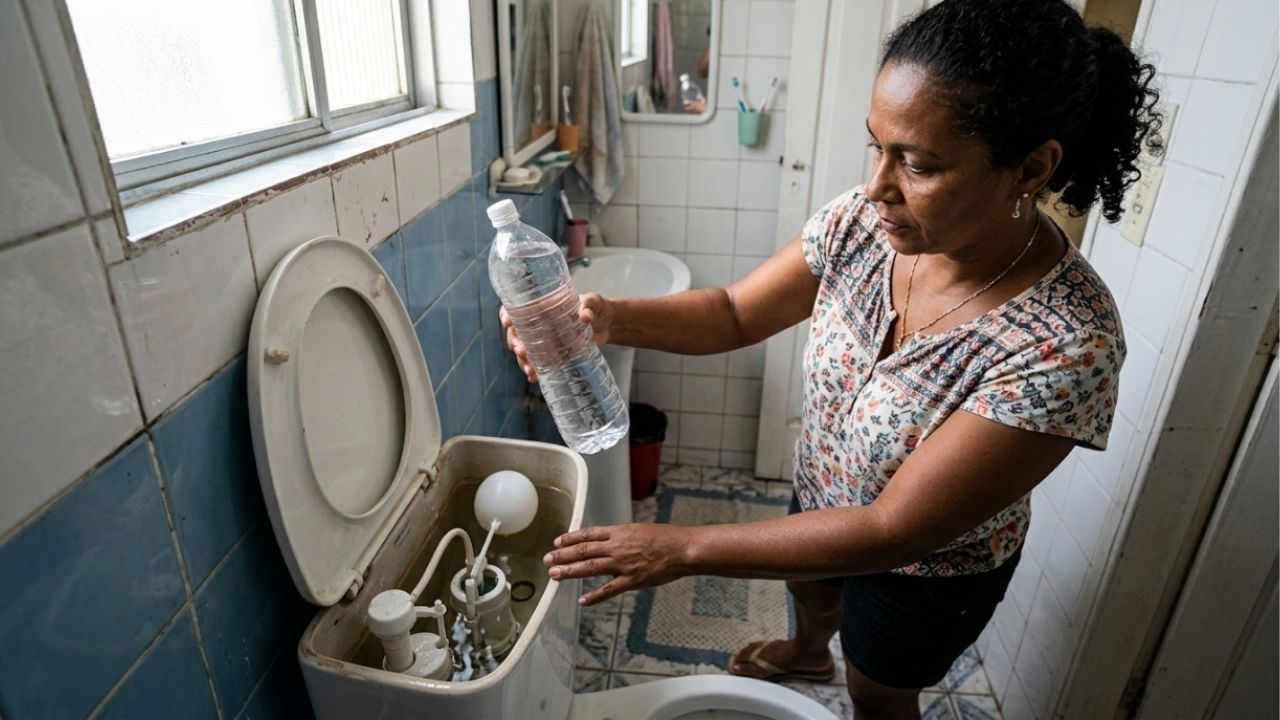 É por isso que garrafas de plástico no reservatório da privada parecem economizar água, mas podem prejudicar a descarga