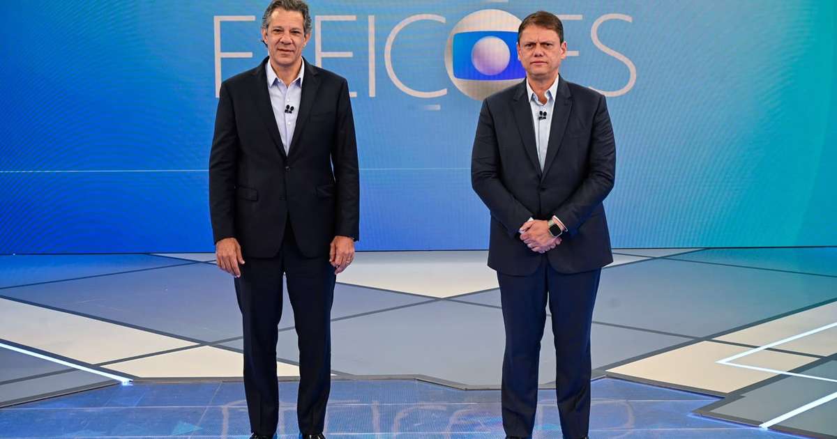 Transporte e educação são temas do 3º bloco de debate entre Tarcísio e Haddad na Globo; acompanhe ao vivo