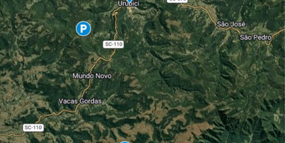 Mapa com as últimas localizações emitidas pelo helicóptero desaparecido Foto: Corpo de Bombeiros de Santa Catarina