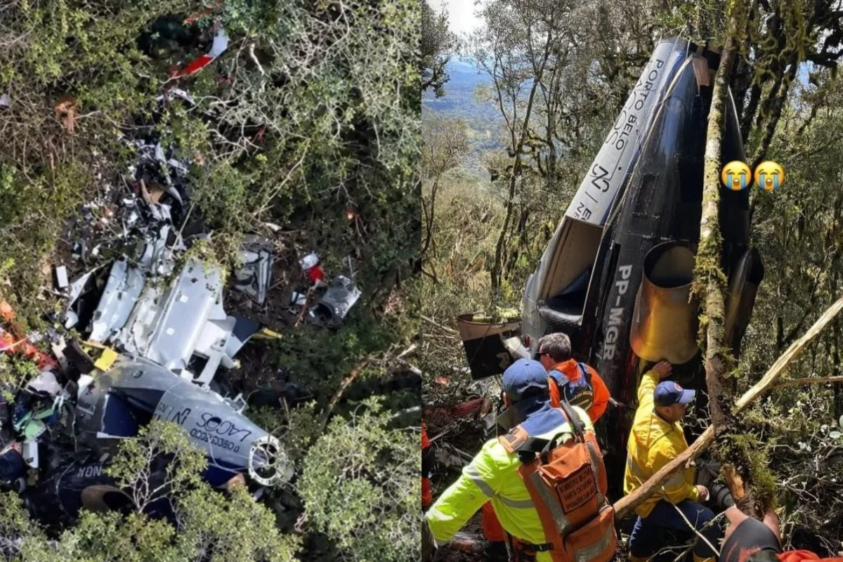 Destroços helicóptero- Metrópoles