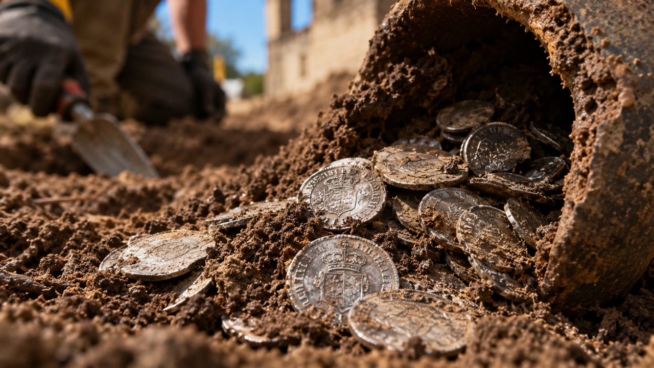 Obra para instalar esgoto encontra 285 moedas de prata a 50 cm do chão em Wettin, e documentos apontam para um dos homens mais ricos da cidade