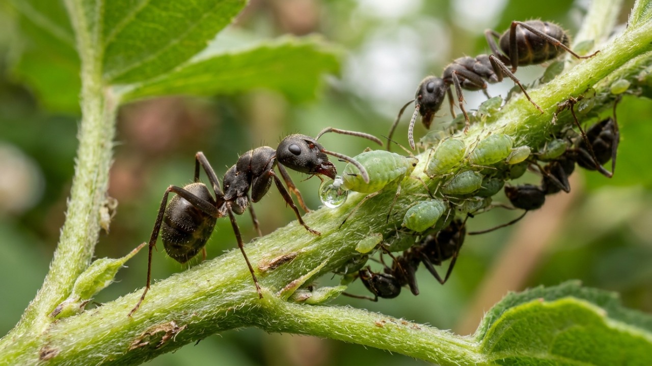 Por que algumas formigas protegem pulgões em vez de comê-los: a troca surpreendente que acontece nas plantas
