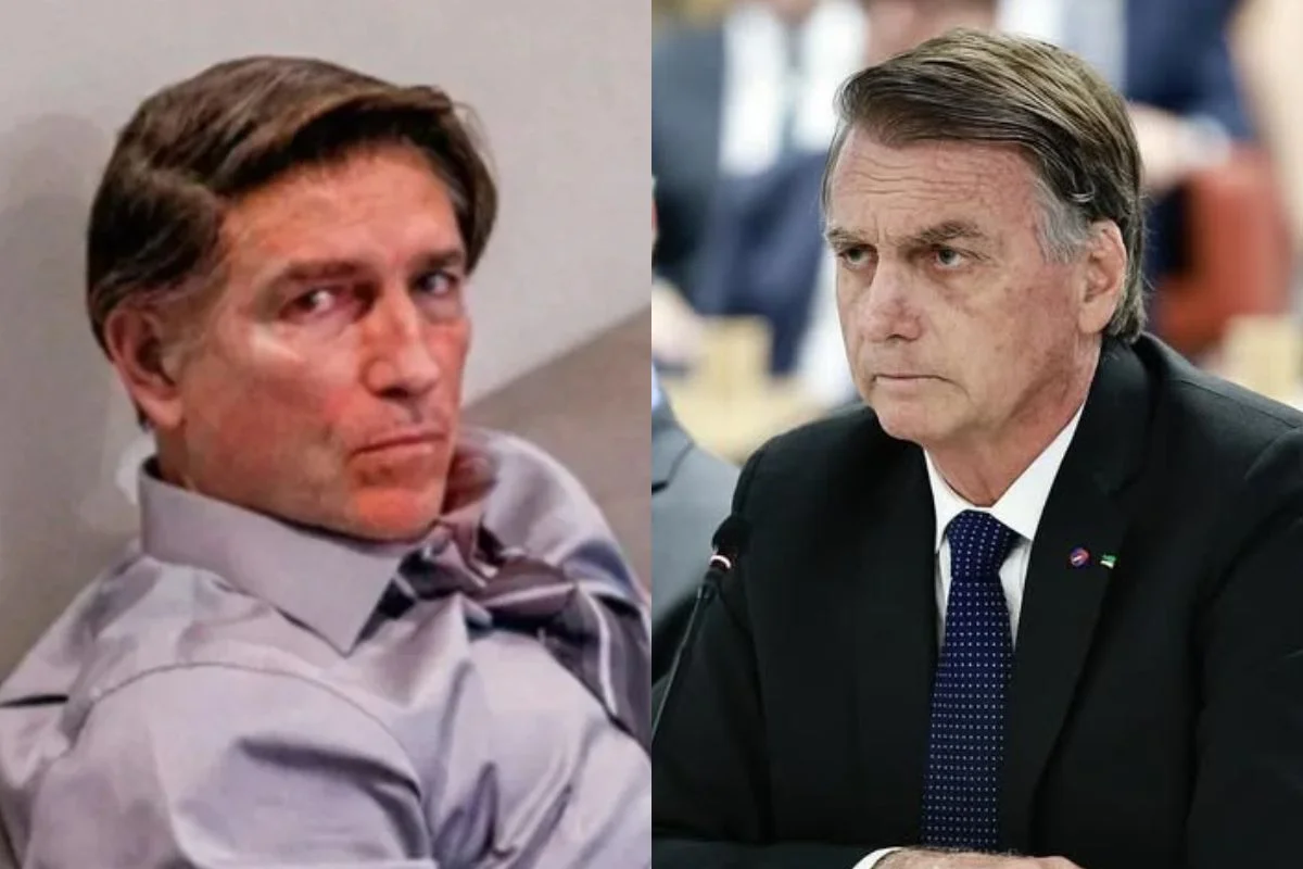 Montagem com fotos de Jim Caviezel e Jair Bolsonaro
