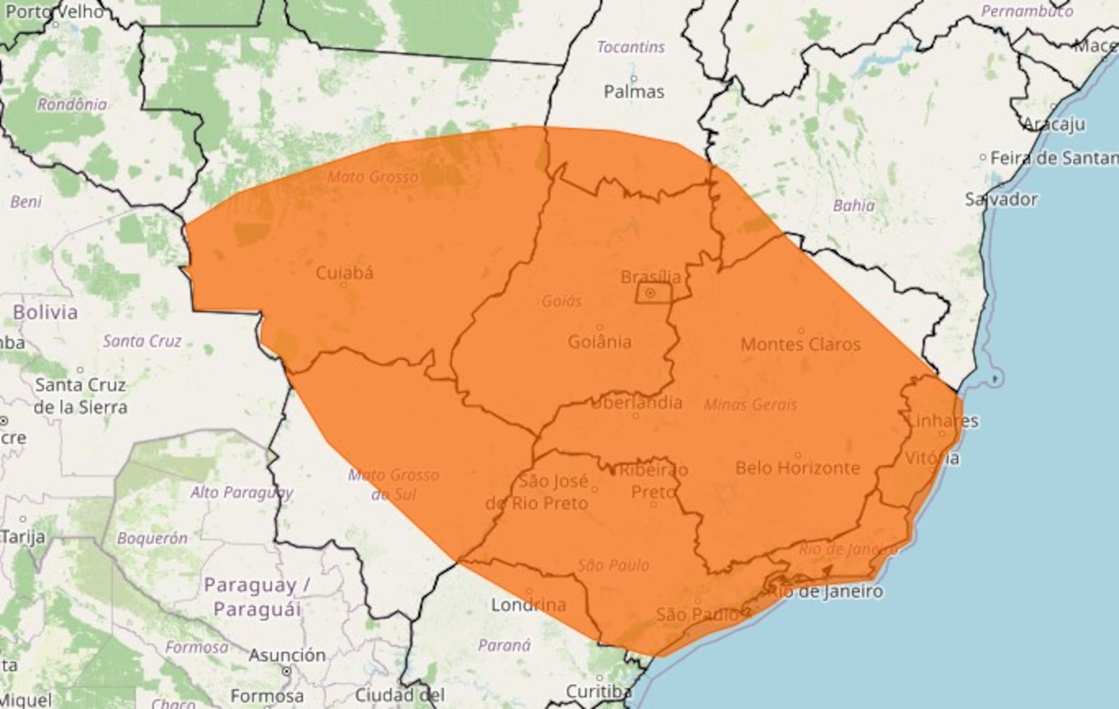Vendavais e muita chuva: área marcada de laranja deve sofrer com mudança do tempo nesta quinta Reprodução/Inmet – 15.10.2026