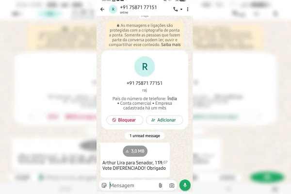 Número com DDD da Índia pede voto a Arthur Lira - destaque galeria