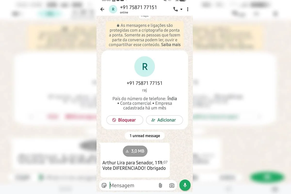 Número com DDD da Índia pede voto a Arthur Lira
